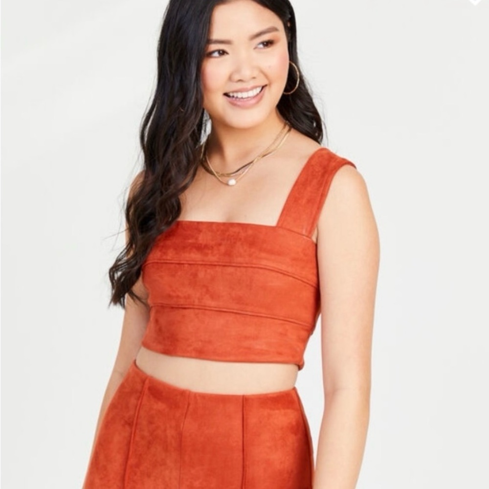 NWOT. Altar'd State. Mia Faux Suede. Orange Crop Tank Top. Size Small.